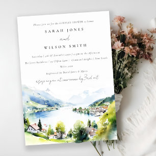 Lungern Switzerland Watercolor Couples Shower Invitation