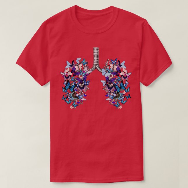 lungs blue butterflies anatomy watercolor T-Shirt (Design Front)