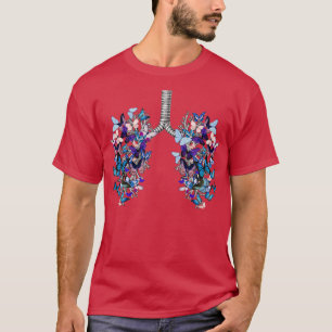 lungs blue butterflies anatomy watercolor T-Shirt