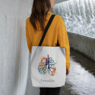 Lungs, breathe like a tree, customisable tote bag