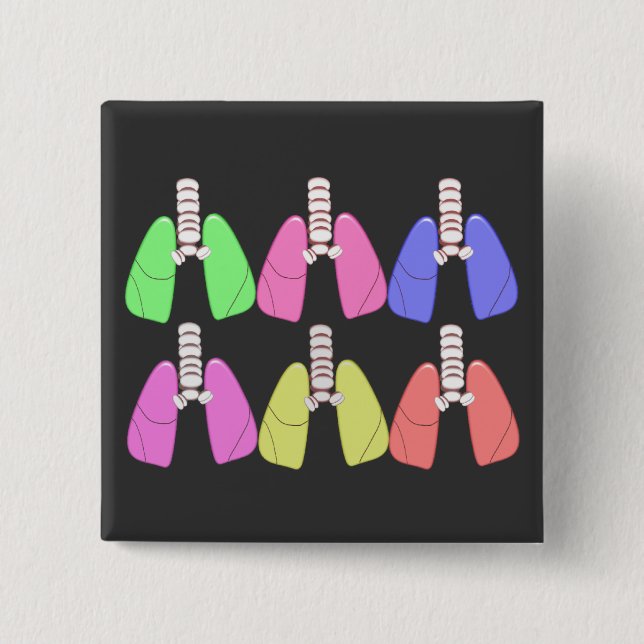 Lungs Multi Coloured--Respiratory Therapist Design 15 Cm Square Badge (Front)