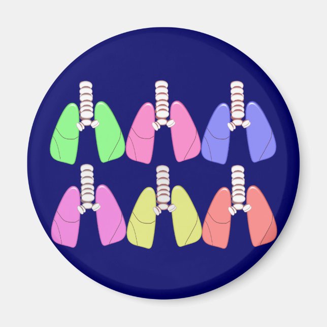 Lungs Multi Coloured--Respiratory Therapist Design Magnet (Front)
