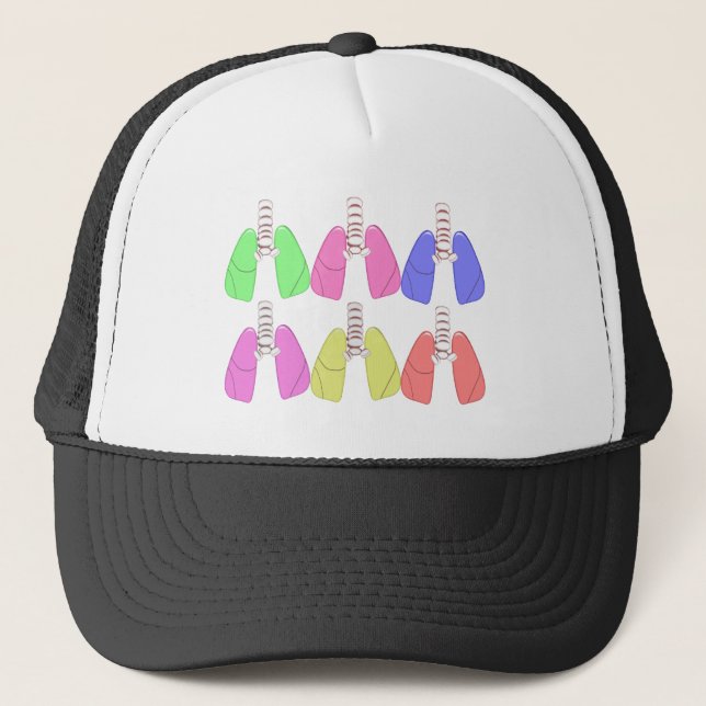 Lungs Multi Coloured--Respiratory Therapist Design Trucker Hat (Front)