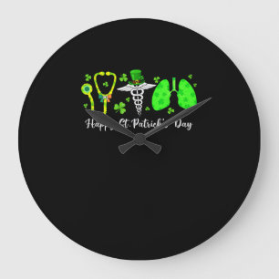 Lungs Respiratory Nurse Therapist Happy St Patrick Large Clock
