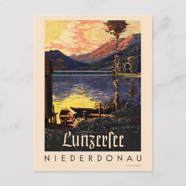 Lunzersee Niederdonau Austria Vintage Poster 1938 Postcard (Front)