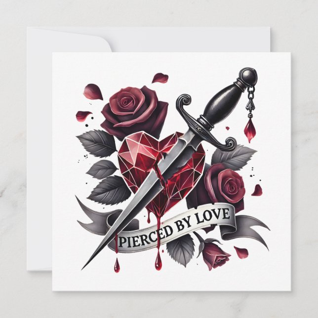 Lupercalia Gothic Heart & Sword Valentine's Holiday Card (Front)
