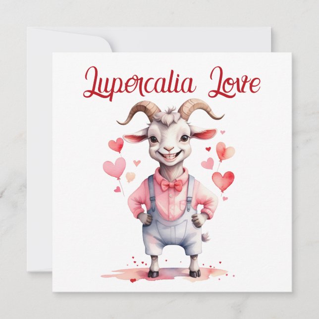 Lupercalia Love Sweet Goat Hearts Valentine's Day Holiday Card (Front)