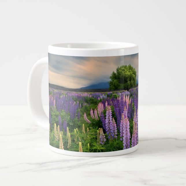 Lupin Field in New Zealand Large Coffee Mug (Front Left)
