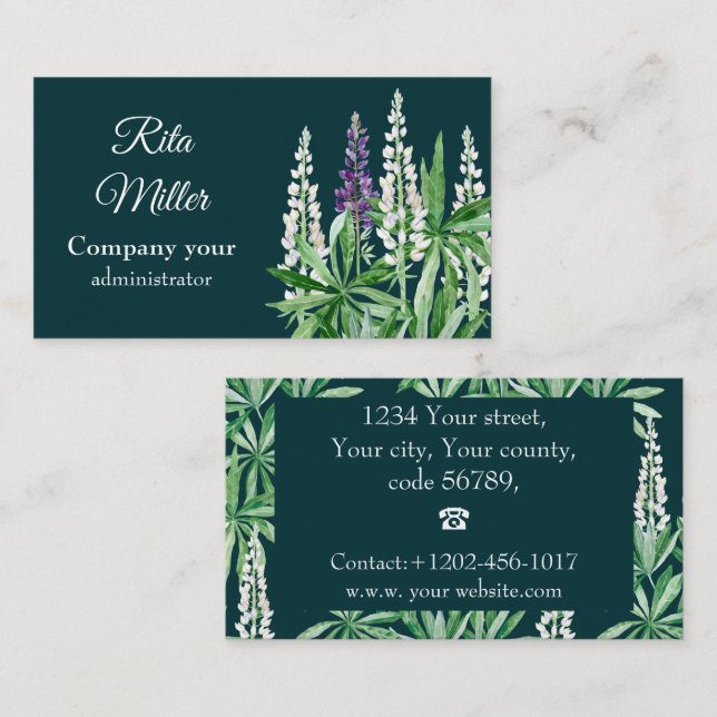 Lupin flower business card (Front/Back)