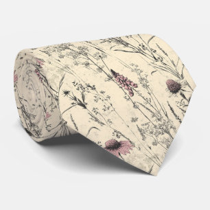 Lupine Meadow Vintage Wildflower Wedding  Tie