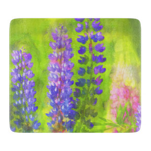 Lupine Painting - Original Flower Art Cutting Board