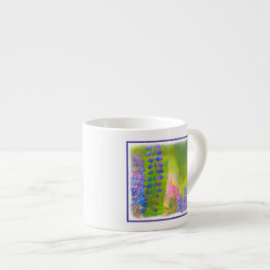 Lupine Painting - Original Flower Art Espresso Cup