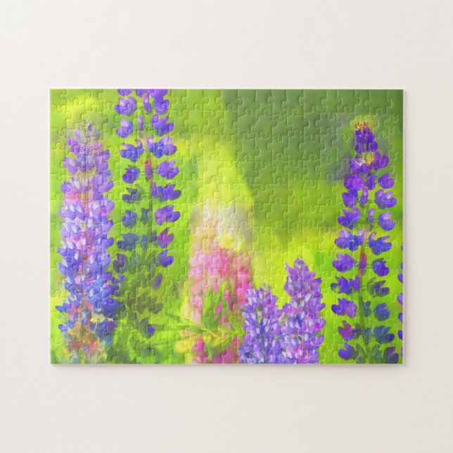 Lupine Painting - Original Flower Art Jigsaw Puzzle (Horizontal)