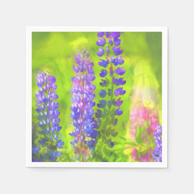 Lupine Painting - Original Flower Art Napkin (Front)