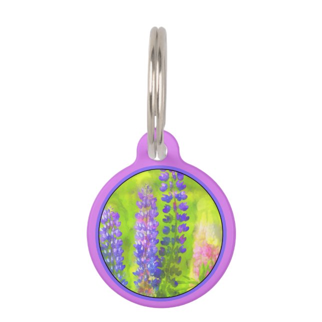 Lupine Painting - Original Flower Art Pet Tag (Front)