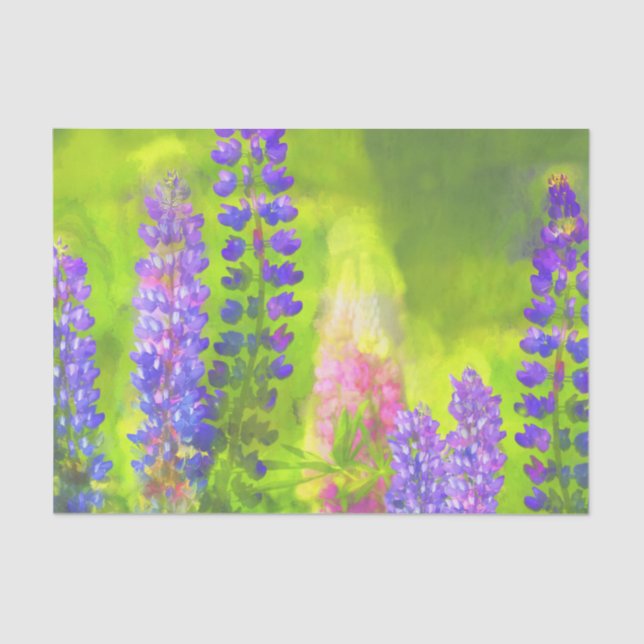 Lupine Painting - Original Flower Art Tissue Paper (Front)