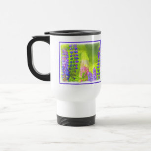 Lupine Painting - Original Flower Art Travel Mug