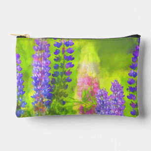 Lupine Painting Original Wildflower Art Accessory Pouch