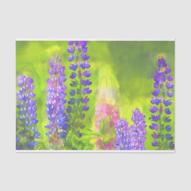 Lupine Painting Original Wildflower Art Tissue Paper (Front)
