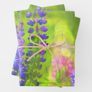 Lupine Painting Original Wildflower Art Wrapping Paper Sheet