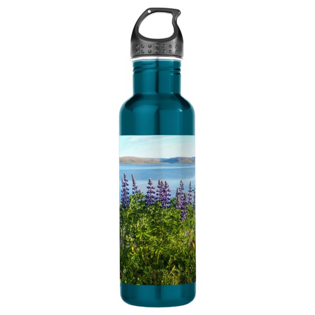 Lupins by the Fjord Water Bottle (Front)