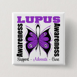 Lupus Awareness Butterfly 15 Cm Square Badge