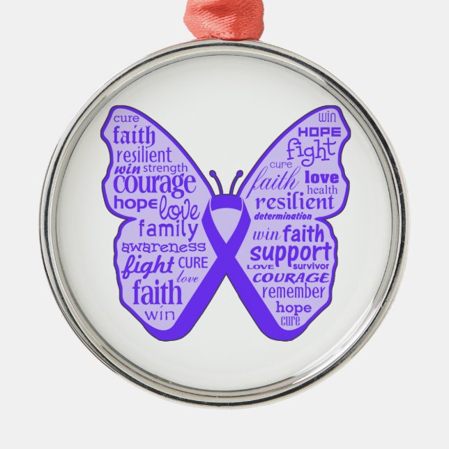 Lupus Awareness Butterfly Ribbon Metal Tree Decoration (Front)