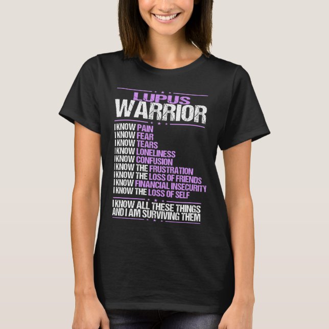 Lupus Awareness I know Pain Purple Ribbon T-Shirt (Front)