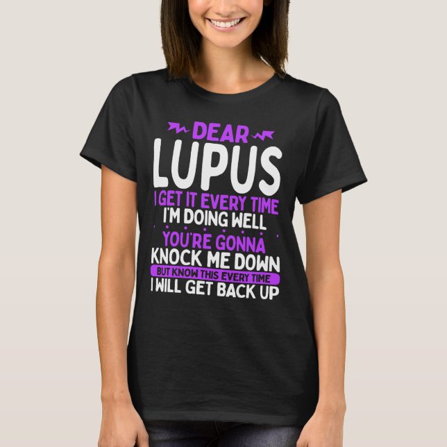 Lupus Awareness Month Lupus Warrior Purple Ribbon T-Shirt (Front)