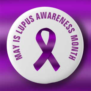 Lupus Awareness Month / Purple Ribbon Custom Text 6 Cm Round Badge