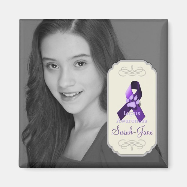 Lupus Awareness Ribbon Photo Keepsake Magnet (Front)
