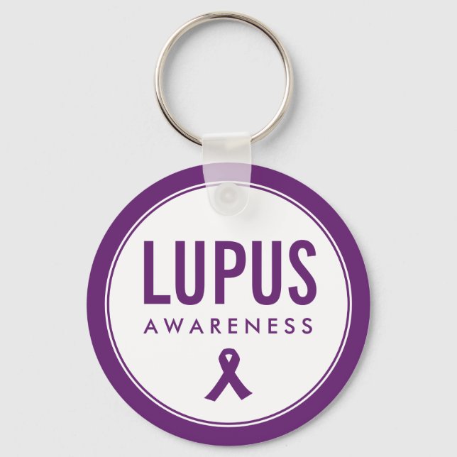 Lupus Awareness Ribbon Purple Key Ring (Front)