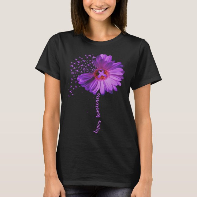 Lupus Awareness  Sunflower Ribbon T-Shirt (Front)