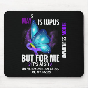 Lupus Awareness Warrior Purple Ribbon Butterfly Mo Mouse Mat