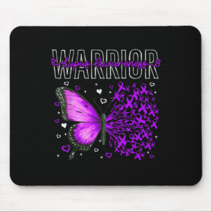 Lupus Awareness Warrior Survivor Purple Butterflie Mouse Mat