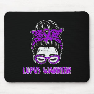 Lupus Awareness Warrior Women Messy Bun Hair Lupus Mouse Mat