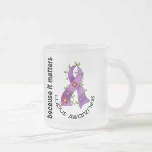 Lupus Flower Ribbon 3 Frosted Glass Coffee Mug