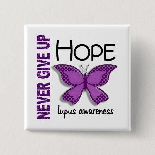 Lupus Never Give Up Hope Butterfly 4.1 15 Cm Square Badge