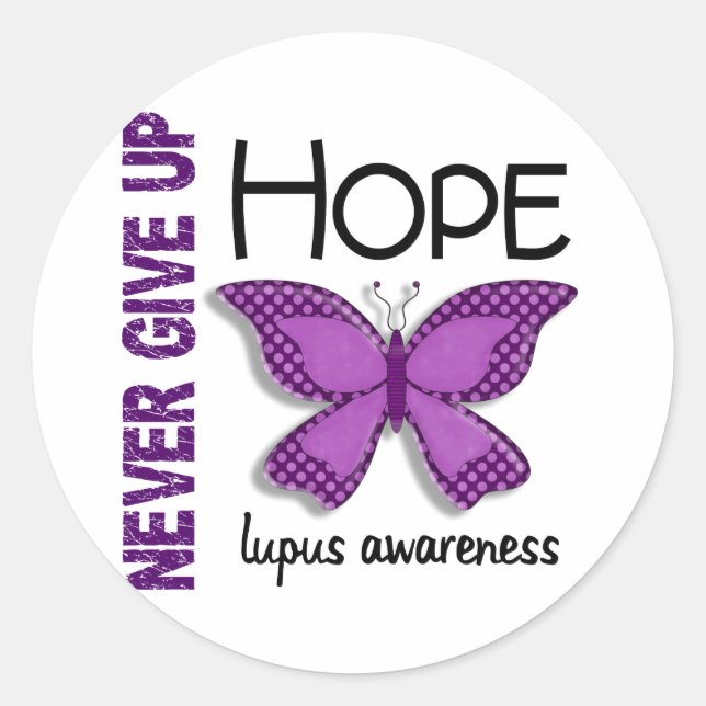 Lupus Never Give Up Hope Butterfly 4.1 Classic Round Sticker (Front)