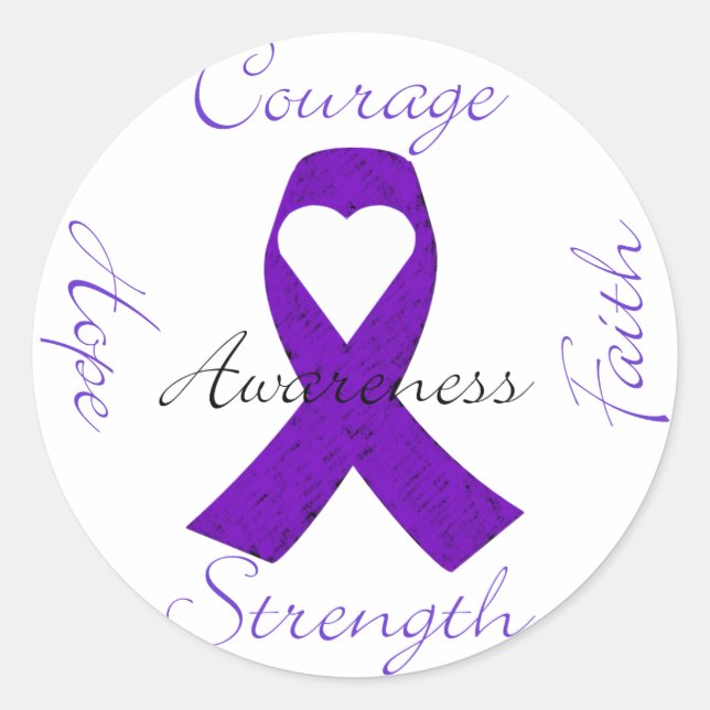 Lupus Pancreatic Thyroid purple ribbon awareness Classic Round Sticker (Front)