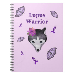 Lupus Warrior Wolf Purple Ribbon Butterfly Notebook