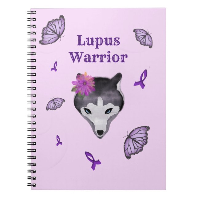 Lupus Warrior Wolf Purple Ribbon Butterfly Notebook (Front)