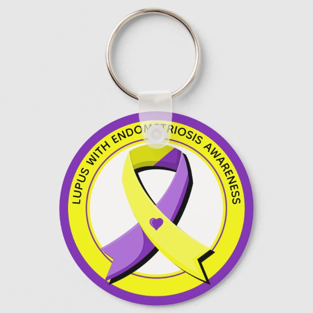 Lupus with Endometriosis Awareness Heart Key Ring (Front)