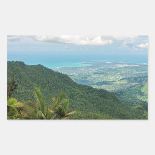 luquillo mountains overlooking coastal puerto rico rectangular sticker
