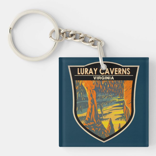Luray Caverns Virginia Travel Art Badge Key Ring (Front)