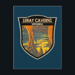 Luray Caverns Virginia Travel Art Badge Postcard<br><div class="desc">Luray Caverns vector artwork. The cavern system is generously adorned with speleothems such as columns,  mud flows,  stalactites,  stalagmites,  flowstone,  and mirrored pools.</div>