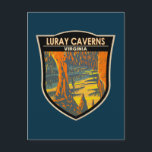 Luray Caverns Virginia Travel Art Badge Postcard<br><div class="desc">Luray Caverns vector artwork. The cavern system is generously adorned with speleothems such as columns,  mud flows,  stalactites,  stalagmites,  flowstone,  and mirrored pools.</div>