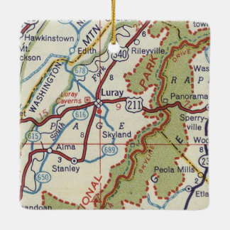 Luray VA Vintage Map Ceramic Ornament