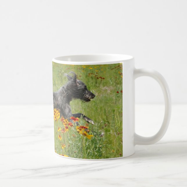 Lurcher Running Through A Flower Field - Mug (Right)