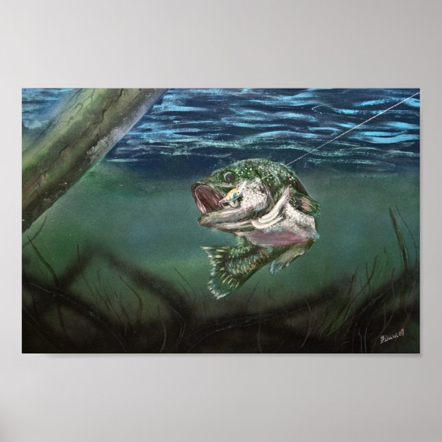 Lured In Fishing Largemouth Bass Poster (Front)